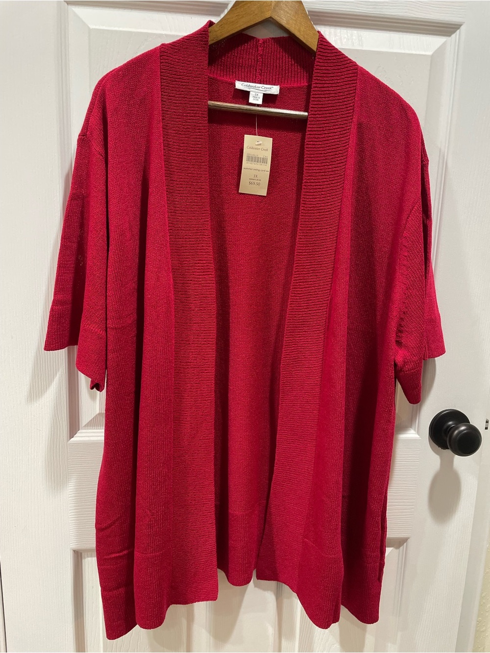 NWT Coldwater Creek Tomato Red Open Front Cardigan Sweater Plus Size 3X